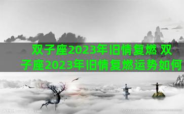 双子座2023年旧情复燃 双子座2023年旧情复燃运势如何
